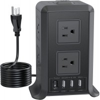 Power Strip with USB C Power Strip Surge Protector Tower 8 Outlet 4 USB Ports ( 1 USB C Outlet) Charging Station Power Strip with 6.56 FT Long Cord for Home, Office, Travel